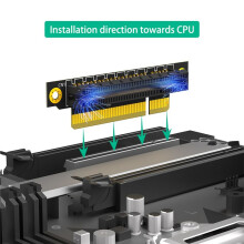 Carte Riser PCI-E 8 X 3.0 Inversée à 90 Degrés Mâle Vers Femelle pour Serveur 1U (Sens D'Installation Vers le CPU)