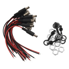6Pcs Power Connectors 5.5 x 2.1mm Female Socket with Threaded Socket with Cable and Male Socket Plug with Wire