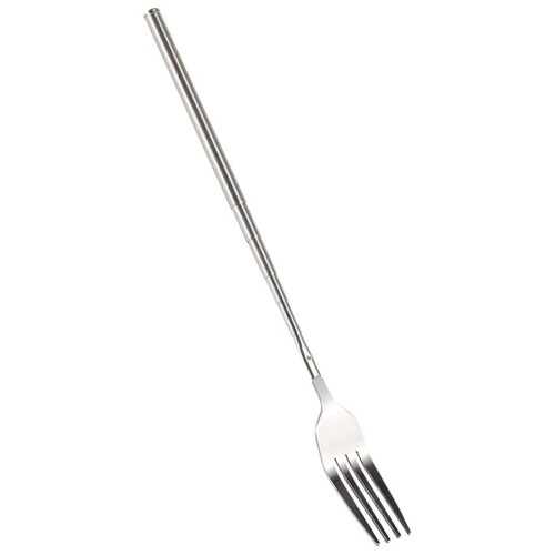 BBQ Retractable Fork Fruit Dessert Long Handle Fork Tableware  Kitchen Supplies Stainless Steel Fork