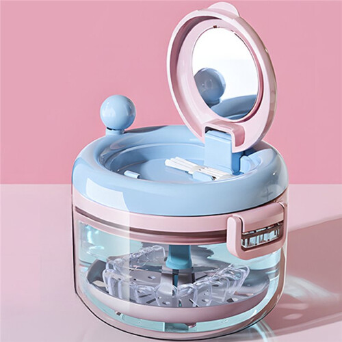 Portable Retainer Cleaner Case Rotating Drainable Oral Care Storage Box for Invisible Aligners Denture Braces Compact 2