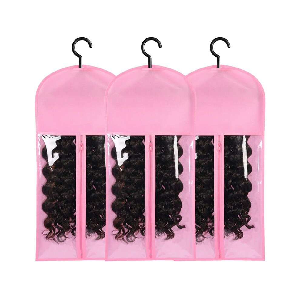 Tlily 3Pcs Hair Extension Holder Wig Storage For Multiple Wigs Holder Wig Bags With Hanger Hair Extension Storage