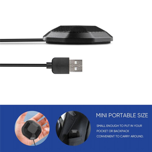 USB Conference Microphone 360 Omnidirectional Condenser Computer PC Mic with Touch Mute Plug & for PC Laptop