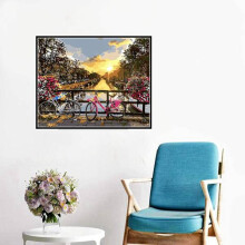 Diamant Schilderij Kits voor Volwassenen, 5D Zonsondergang Volledige Boor Ronde Strass Diamant Kunst Perfect voor Huisdecoratie