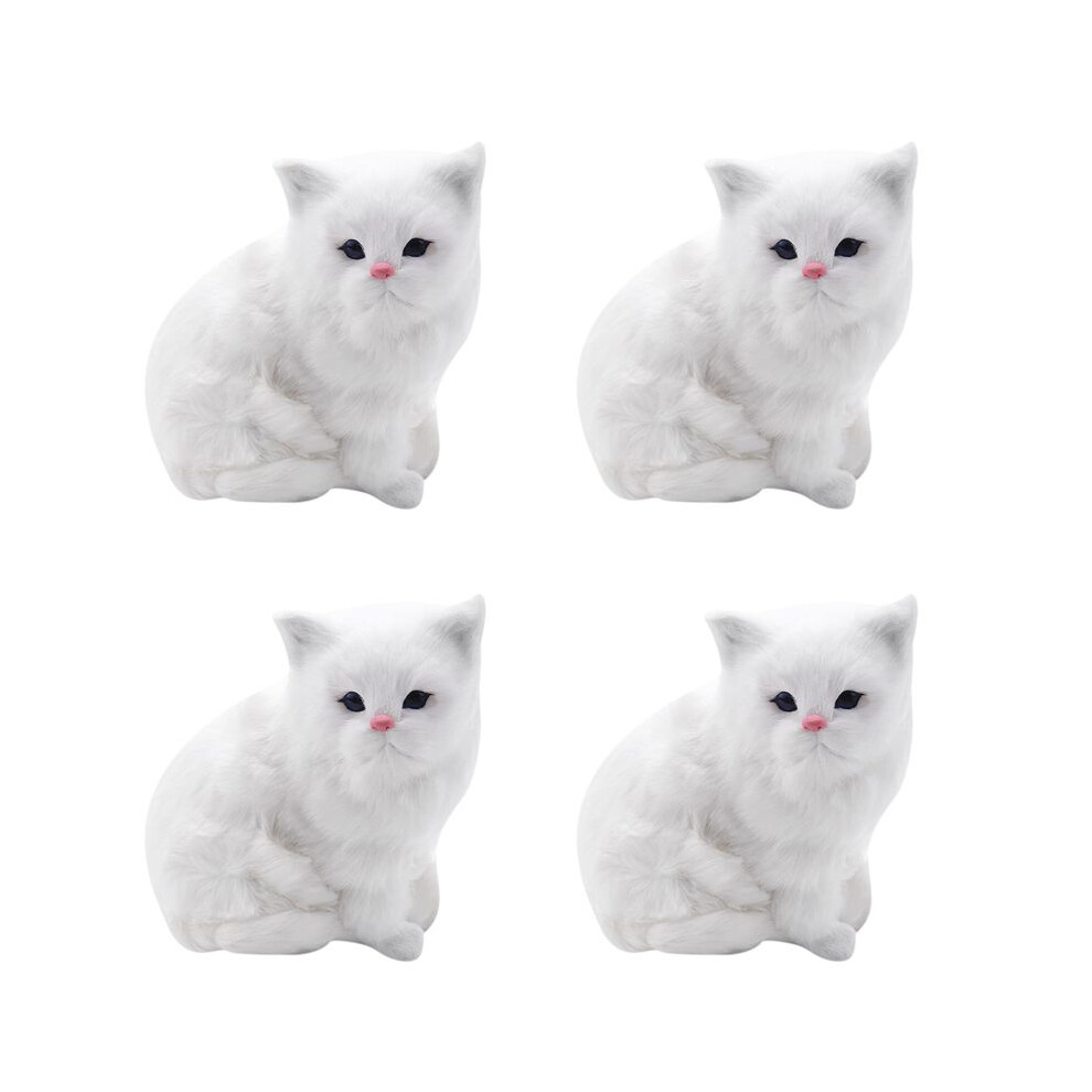 4X Realistic Cute Simulation Stuffed Plush Persian Cats Toys Cat Dolls Table Decor Kids Boys Girls White 6033669809978