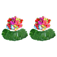 120 Pcs Tropical Party Decoration Supplies 8 inch Tropical Monstera Leaves and Hibiscus Flowers, Simulation Leaf