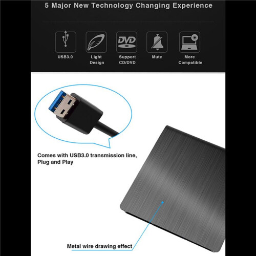 2X USB3.0  External DVD Enclosure Hard Plastic Case for Laptop Notebook 12.7Mm CD-ROM Case Without Optical Drive 2