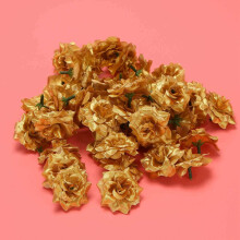 100 Pieces Roses en Soie Clips de Mariee de Fleurs Artificiels Decoration de Mariage Tete de Fleur Artificiel ( or )