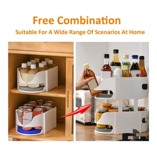 Combinable Lazy Turntable Organizer, DIY 360 Rotate Fridge Organization & Storage,Rotating Shelves for Kitchen 1