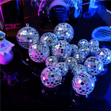 72 Pcs Mirror Disco Hanging, Glass Disco Decor, Disco Party Decorations, for Holiday Party Decor with Rope