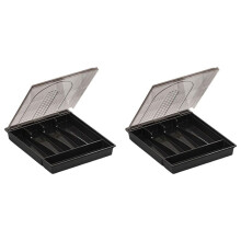 2X Organizer with Lid,Plastic Cutlery and Flatware Storage Box, Compartments Covered Utensil Tray for Kitchen Drawer B