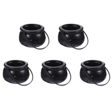 5X Black Cauldron Kettle Plast Witch Kettle St Patricks Cauldron Wizard Witch Cauldron Dekoration Candy Kettle Hink