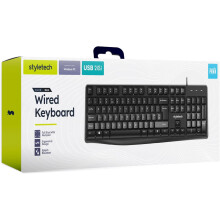 styletech USB-Powered Wired Keyboard for Windows PC - Black