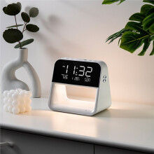1pc New Bedroom Bedside Lamp Clock, Made of ABS Material Suitable for Home/Office Holiday Atmosphere Decoration USB Plug