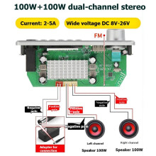 2x100W 12V Amplifier Audio Player 5.0 MP3 Decoder Board MP3 Player Car FM Radio Module USB Mic Record Call