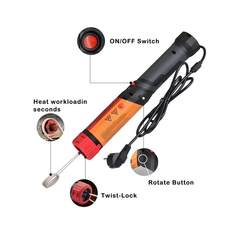 New 1100W Rotary Induction Heater Kit Flameless Magnetic Induction Heaters Car Bolt Remover Repair Tools 220V Eu 6034187836354