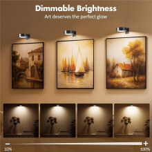 3-Pack Wireless Picture Lights, Battery Operated with Remote, Dimmable LED Art Lighting,Magnetic Led Painting Light