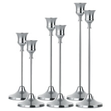 Elegant 6-Piece Silver Taper Candle Holder Set for Table Centerpieces & Home Decor