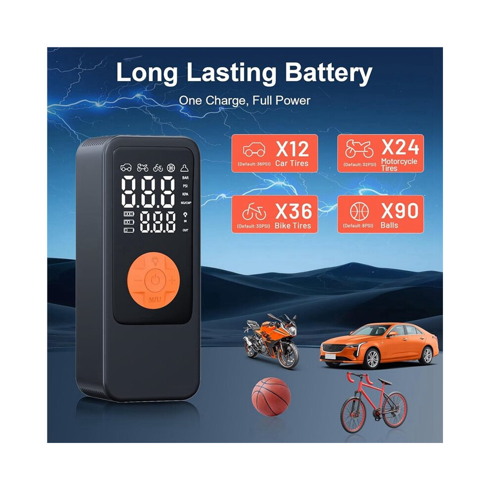 Tire Inflator Air Compressor Inflation Air Pump With Digital Gauge, 150Psi Tire Inflator With Led For Car Bike Motorbike 6032841149208