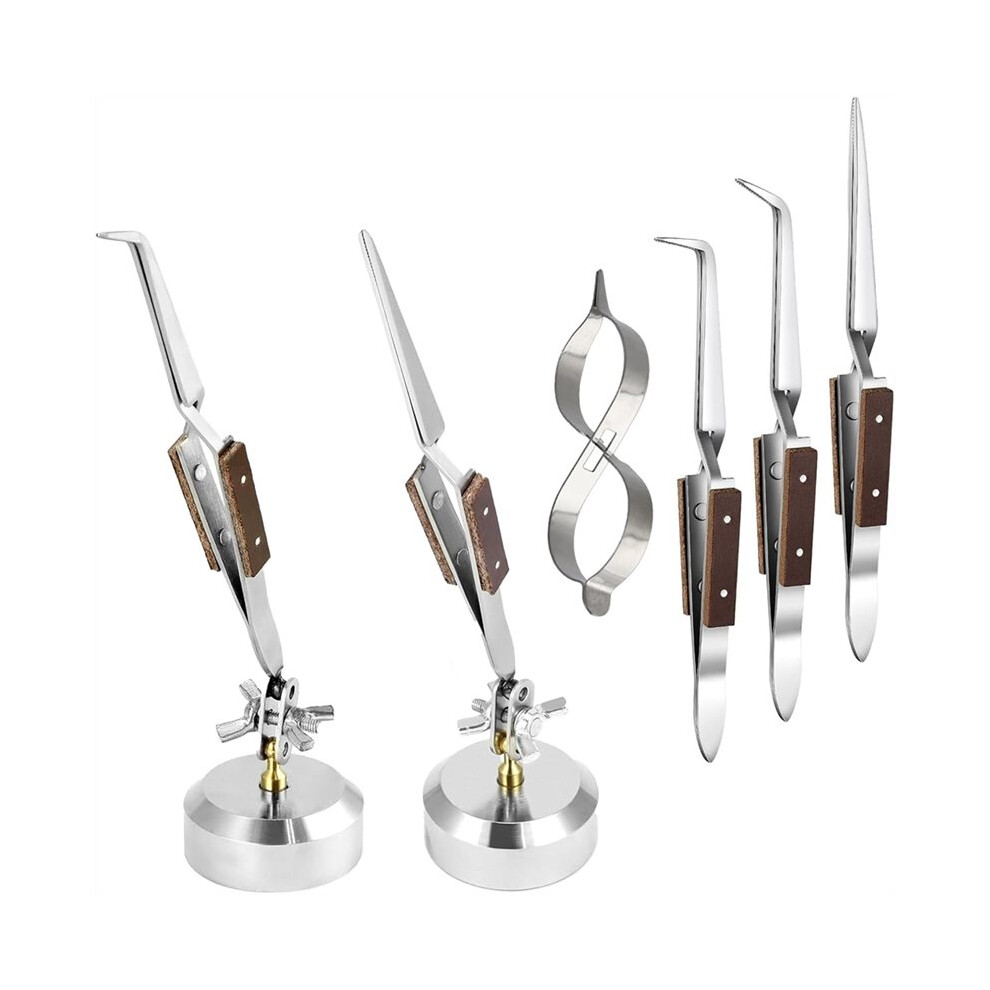 Third Hand Tweezers,Soldering Tweezers, Lock Solder Tweezers With Basefigure 8 Gourd Clamp,With Base 360Rotation 4712562444630