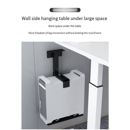 2X Universal PC Case Holder Adjustable Host Box Stand Versatile Under Desk or Wall Side Mount, Cpu Stand Lift Black 1
