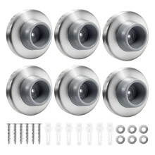 6 Pack , 304 Stainless Steel Wall Protector Round Rubber Knob Cover to Prevent Door Handle and Shield Walls