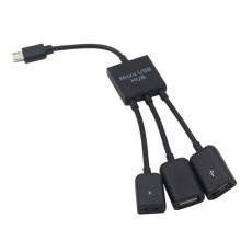 Cable Adaptador OTG de 3 Puertos para Concentrador Micro-USB Tipo C Macho A Hembra, Doble USB 2.0, para Smartphone, Ordenador y Tableta.
