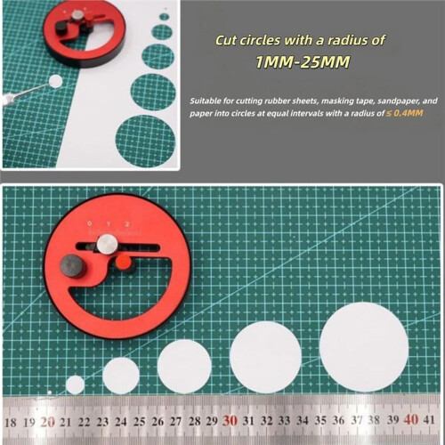 Stepless Circular Cutter (1-25mm) - Rotary Round Cutting Tool with Triangular Blade for DIY Paper,  Materials