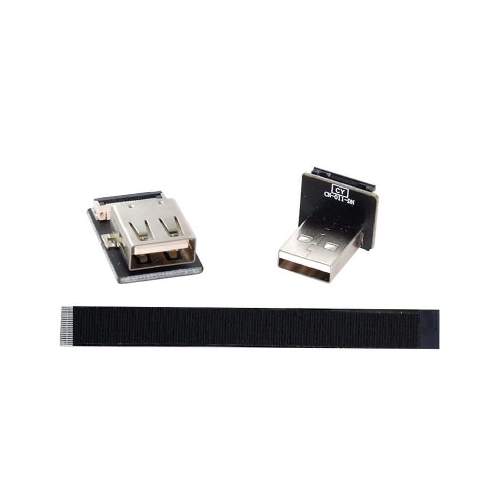 Usb 2.0 Type-A Male To Female Extension Data Flat Slim Fpc Cable Down Angled For Fpv & Disk & Scanner & Printer 4711158049686