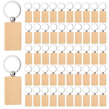 50 Llaveros de Madera en  para Manualidades, Grabados y Regalos con Llaveros.