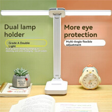 Dual LED Desk Lamp, Foldable Dimmable Reading Light with USB Rechargeable, Night Light for Bedroom, Dorm, Study