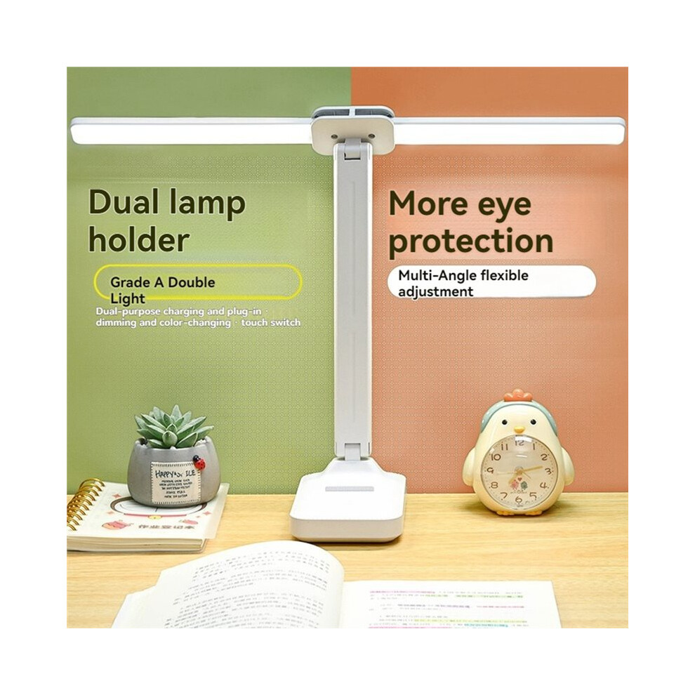 Dual Led Desk Lamp, Foldable Dimmable Reading With Usb Rechargeable, Night For Bedroom, Dorm, Study Light 6032810406097