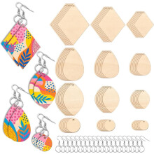 180PCS Unfinished Wooden Earrings, Round Disc with Holes for Crafts, Small Discs for Decoration, Jewelry DIY Making
