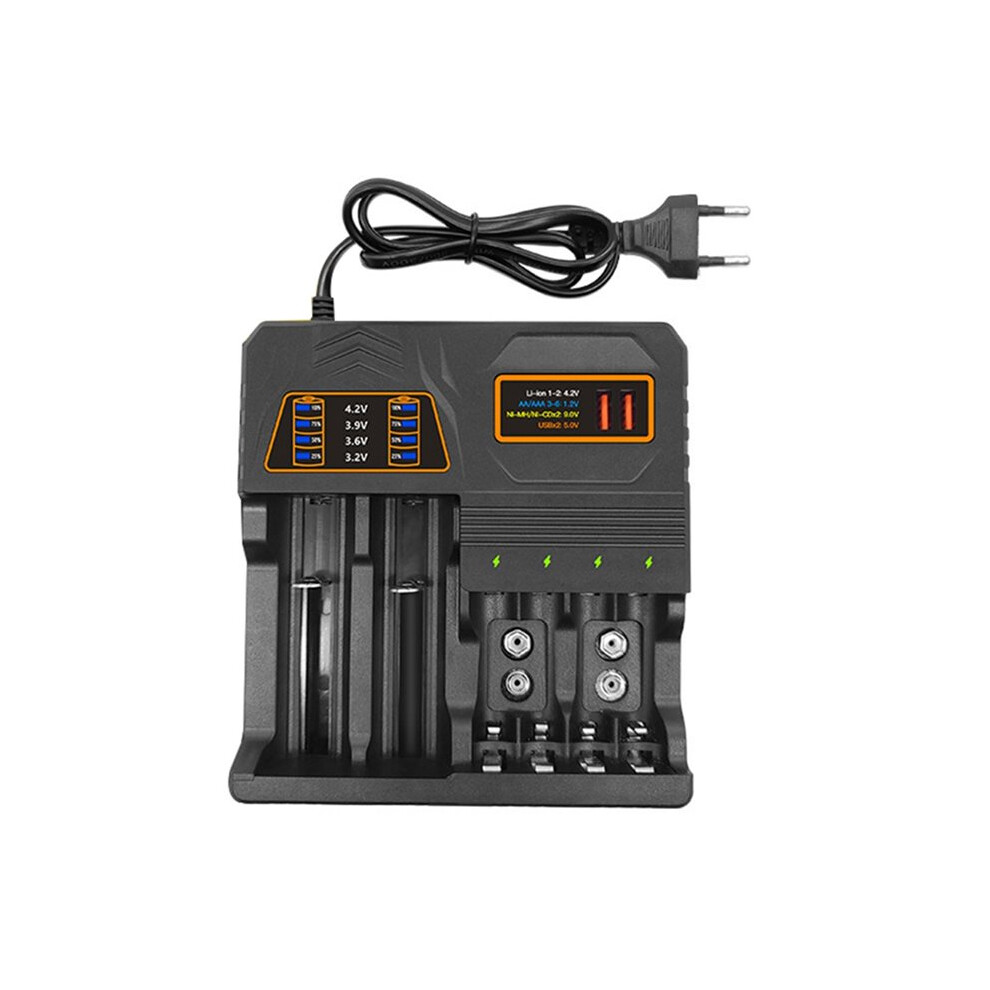 18650 Lithium Battery Charger 3.7V/4.2V 26650 Charger Automatic Shut-Off 21700 Multifunctional Charging Dock Eu 4712143515711