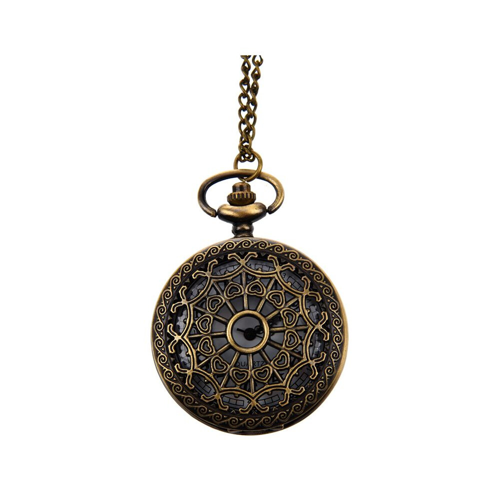 2X Retro Antique Spiderweb Pattern Pocket Watch Quartz Clock Necklace Pendant Bronze 6031353631492