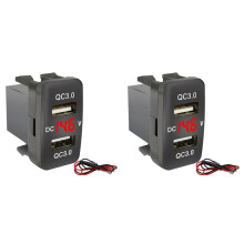 2X Car Dual USB3.0 Fast Charge with Display Voltmeter Black and Red Voltage Car Charger for