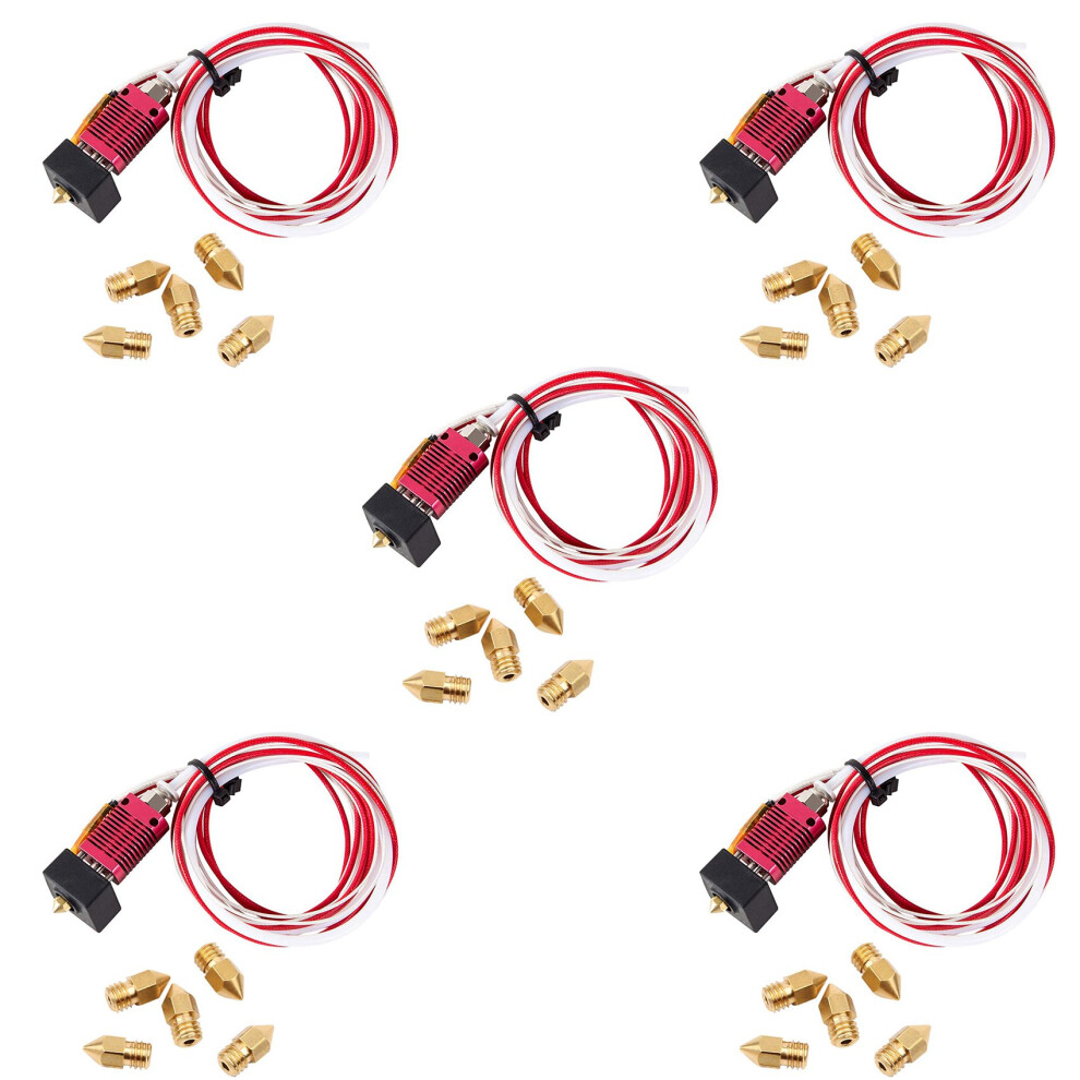 5X Extruder Assembled Mk8 Hot End Kit For 3 / 3 Pro With Aluminum Heating Block, 1.75Mm, 0.4Mm Nozzle White 6032751651549