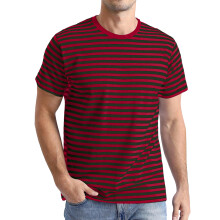 Men's short-sleeved striped sailor-style crew neck-Burgundy M