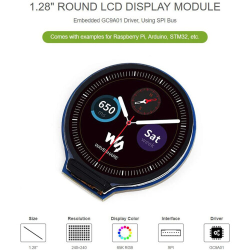 4pcs 1.28Inch Round Display LCD Screen Module GC9A01 SPI Communication RGB 65K Color Support for Raspberry 1