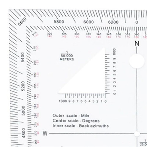 2X Coordinate Scale Practical Transparent Topographical Map Scale Navigation Military Protractor 2