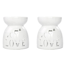2X Keramisk Spridare Ljusbrännare Keramisk Brinnande Eteriska Oljor Diffusorer Aromatisk Lampa -Kärlek