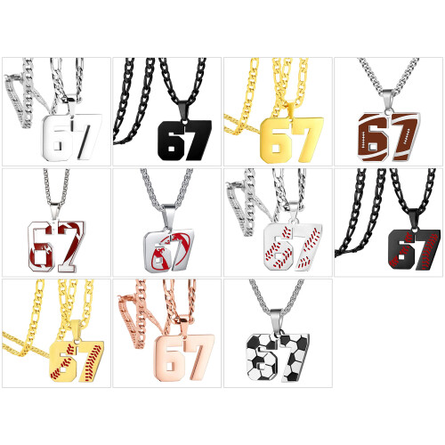 Collier léger et confortable avec pendentif numéro 67 en-SS10 1