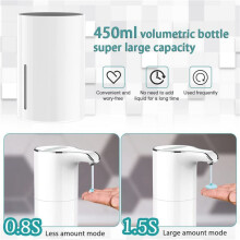 2X Seifenspender Automatisch - Berührungsloser USB-Wiederaufladbarer Elektrischer Flüssigseifenspender Wasserdicht Einstellbares Volumen 450 Ml