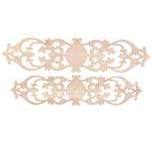 4 Pcs 30cmx7cm Woodcarving Decals Carved Corner Flower Home Cabinet Door Bed Decorative Patch Onlay Wood Applique
