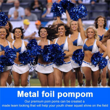 96 Stück Cheerleading Pom Poms Metallfolie Cheer Pom Poms mit Kunststoffgriff für Erwachsene Kinder Cheerleader Party Blau