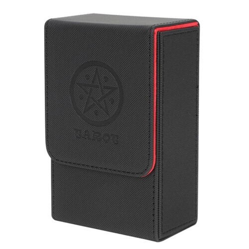 2X Black Red Pattern Tarot Card Storage Box PU Leather Game Poker Deck Card Frame 2