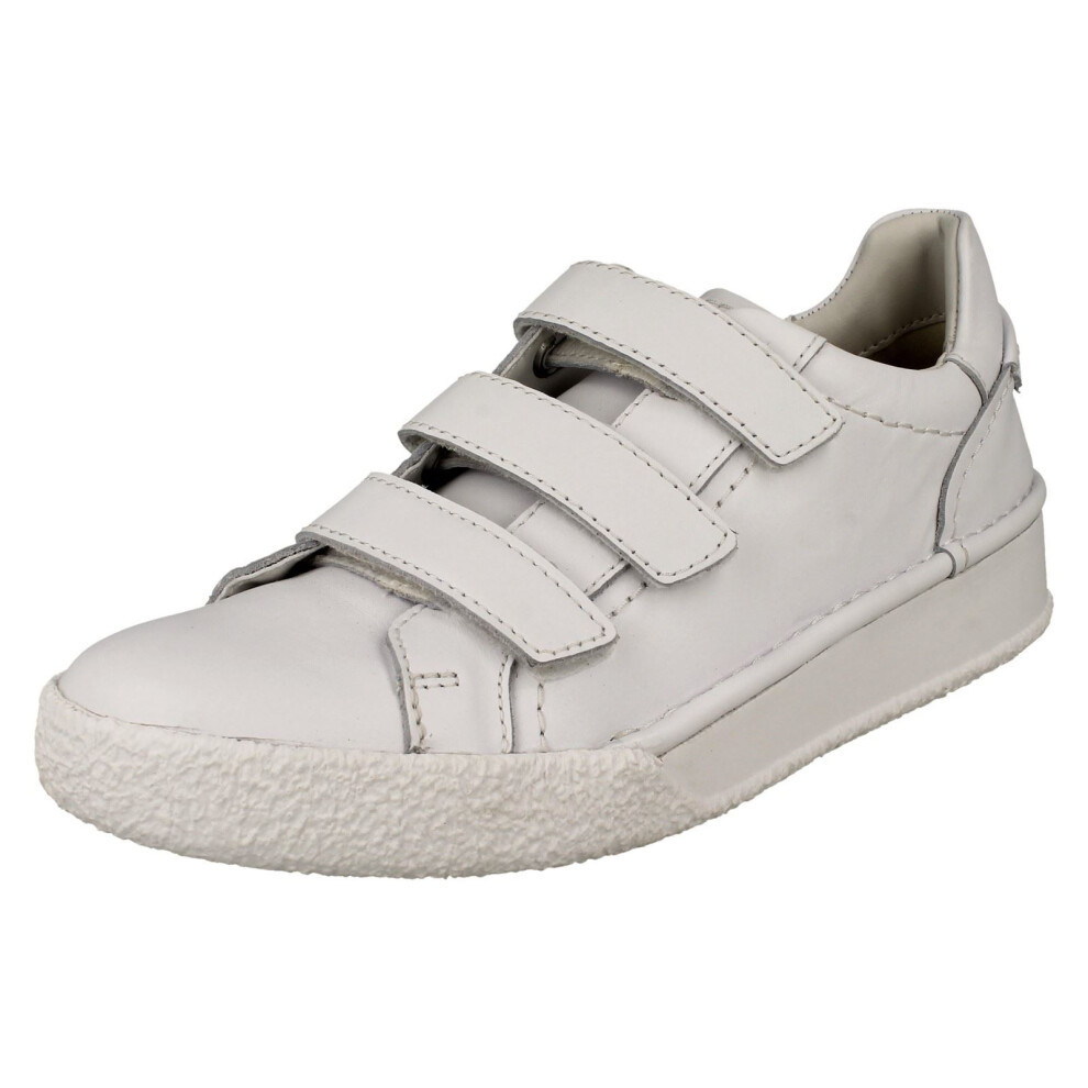 Clarks (White, Uk 5) Ladies Hook And Loop Fastening Trainers - Craftcup Strap
