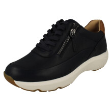 (Navy, UK 5.5) Womens Clarks Zip Detail Trainers - Tivoli Zip