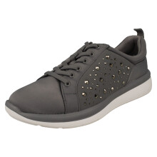 (Grey, UK 6.5) Ladies CLOUDSTEPPERS By Clarks Jewel Embellished Detailed Trainers - Ezera Ave