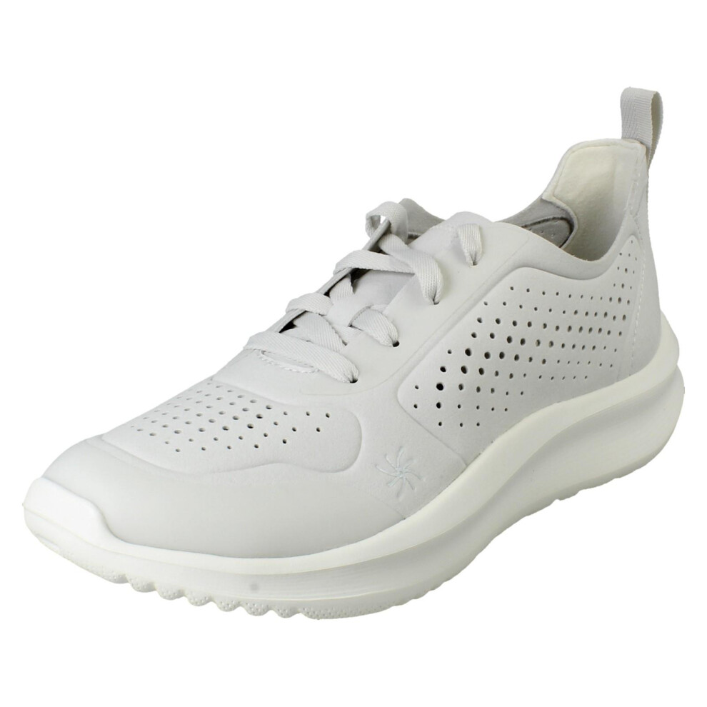 Clarks (White, Uk 8) Ladies Cloudsteppers Platform Trainers - Solevana Tie