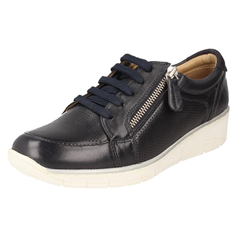 Padders (Navy, Uk 3) Ladies Side Zip Lace Up Trainers - Ivy